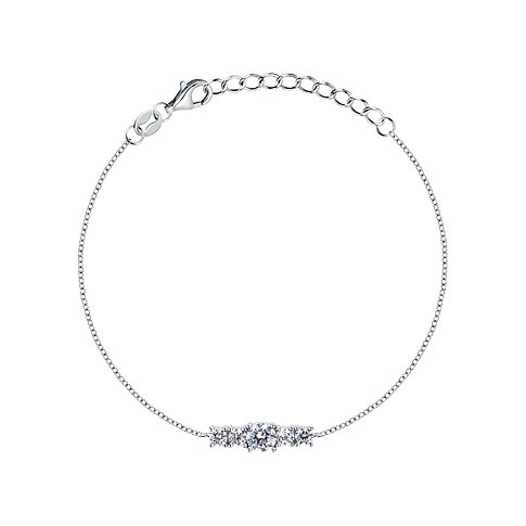 Armband aus recyceltem 925er Silber mit runder Kette und fünf Zirkoniasteinen in der Mitte, mit Karabinerverschluss.