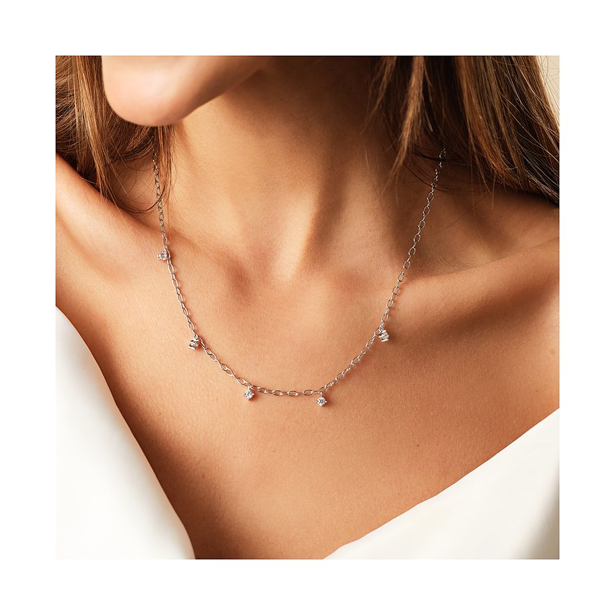 CHRIST Damen-Halskette aus recyceltem 925er Silber mit Zirkonia.