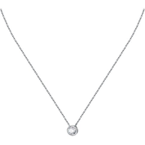 Halskette aus recyceltem 925er Silber mit einem runden Zirkonia-Anhänger an einer zarten Kette.