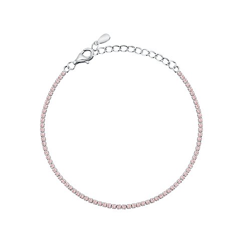 Armbånd af genanvendt 925 sølv med lyserøde zirconia sten og karabinlås.