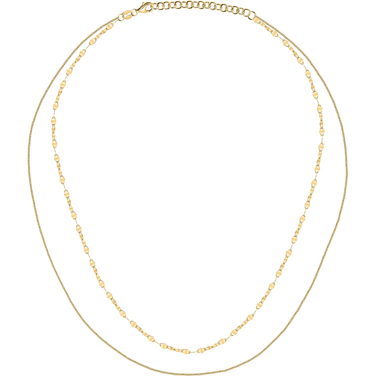 CHRIST Halsschmuck aus 925er recyceltem Silber, zweireihig mit ovalen Gliedern.