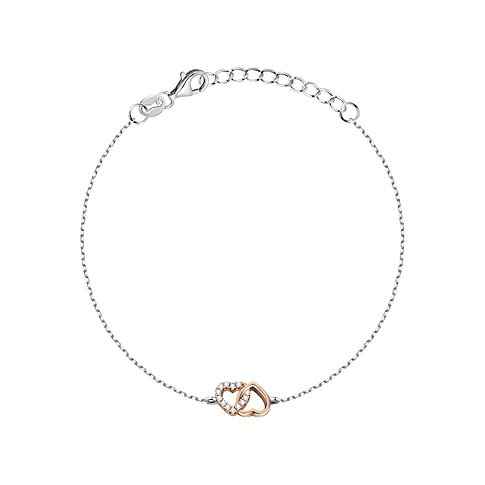 CHRIST Armband aus 925er recyceltem Silber, mit Zirkonia besetzten Herzen.