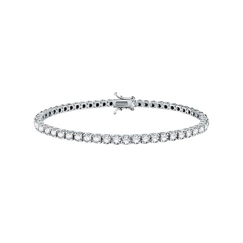 Armband aus recyceltem 925er Silber mit Zirkonia, im Kreis liegend, Verschluss oben.