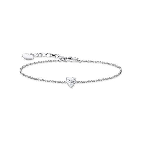 Bracelet Thomas Sabo en argent 925 avec zircone taillée en cœur.