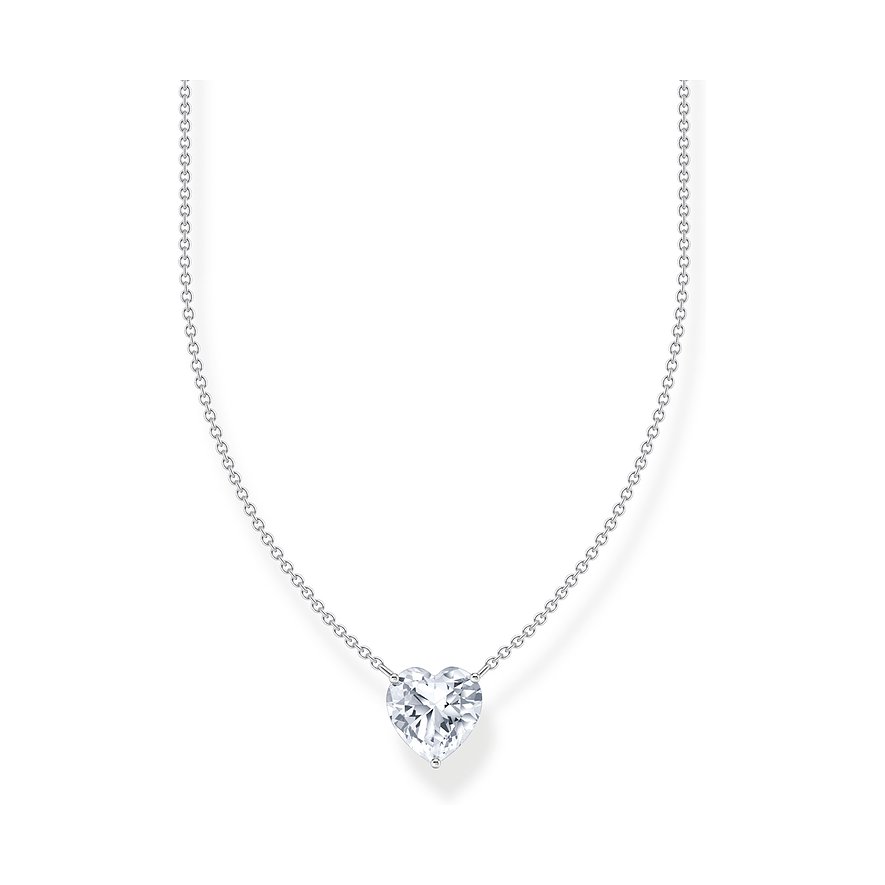 Thomas Sabo Kette, Herz, Zirkonia, Damen, 925er Silber, silber