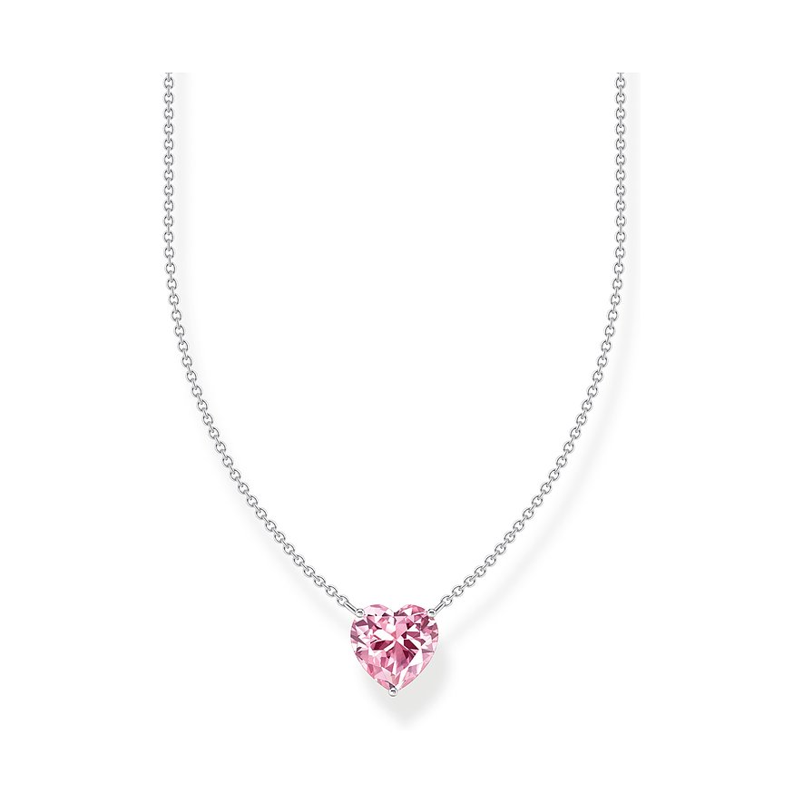 Thomas Sabo Kette, Herz, Zirkonia, Damen, 925er Silber, silber
