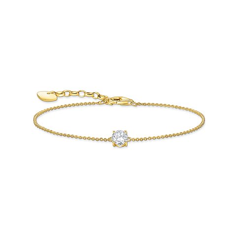 Bracciale Thomas Sabo in argento 925 con zircone e ciondolo a cuore.