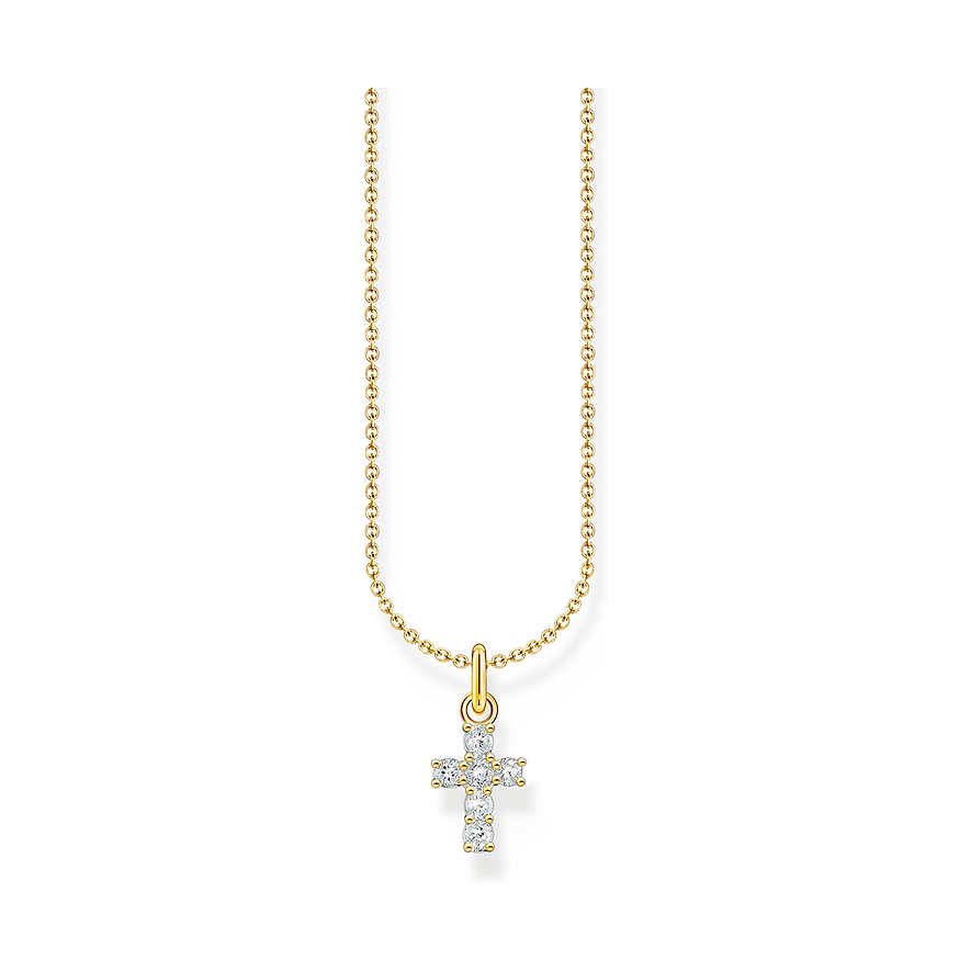 Thomas Sabo Kette Charming, Zirkonia, Damen, 925er Silber, gold