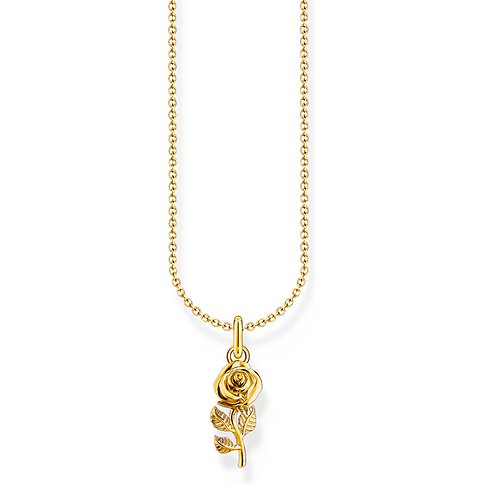 Chaîne Thomas Sabo en argent 925 avec pendentif rose, couleur or.