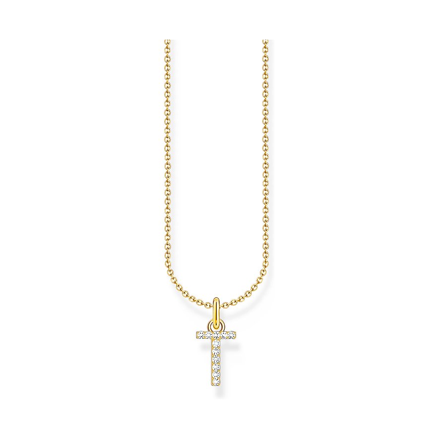 Thomas Sabo Kette Charming, Zirkonia, Damen, 925er Silber, gold