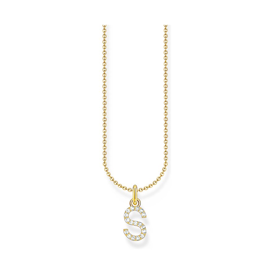 Thomas Sabo Kette Charming, Zirkonia, Damen, 925er Silber, gold