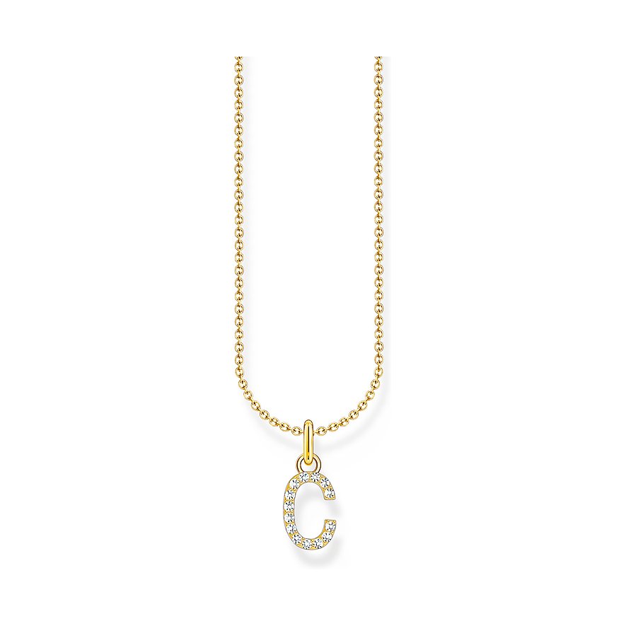 Thomas Sabo Kette Charming, Zirkonia, Damen, 925er Silber, gold