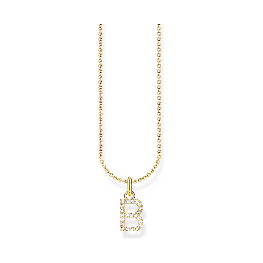 Thomas Sabo Kette Charming, Zirkonia, Damen, 925er Silber, gold
