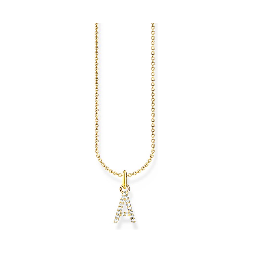 Thomas Sabo Kette Charming, Zirkonia, Damen, 925er Silber, gold