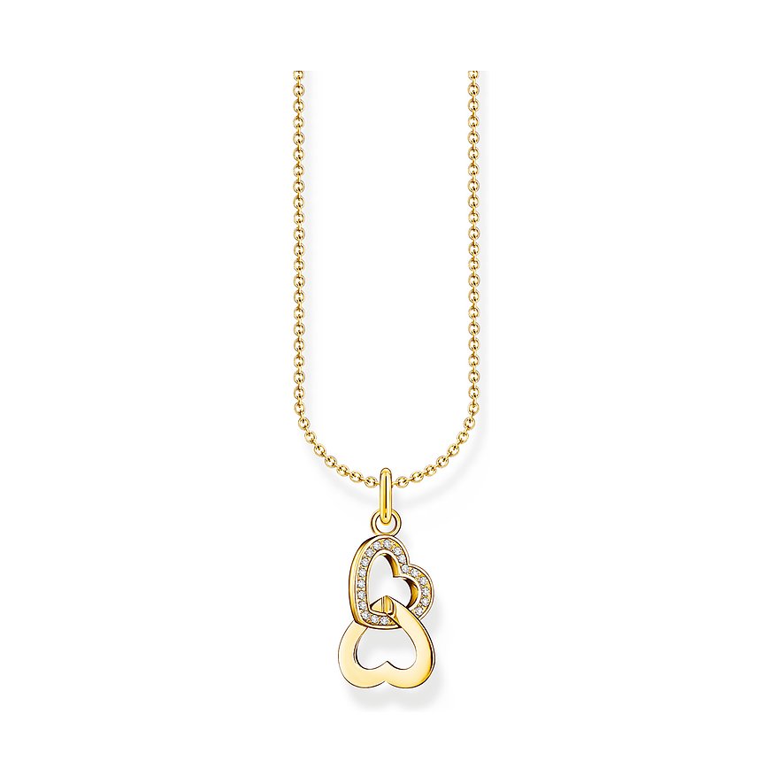 Thomas Sabo Kette Charming, Herz, Zirkonia, Damen, 925er Silber, gold