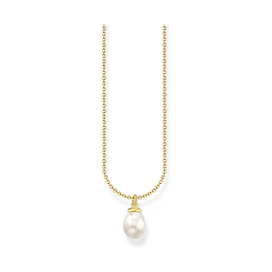 Thomas Sabo Kette Charming, Süßwasserperle, Damen, 925er Silber, gold