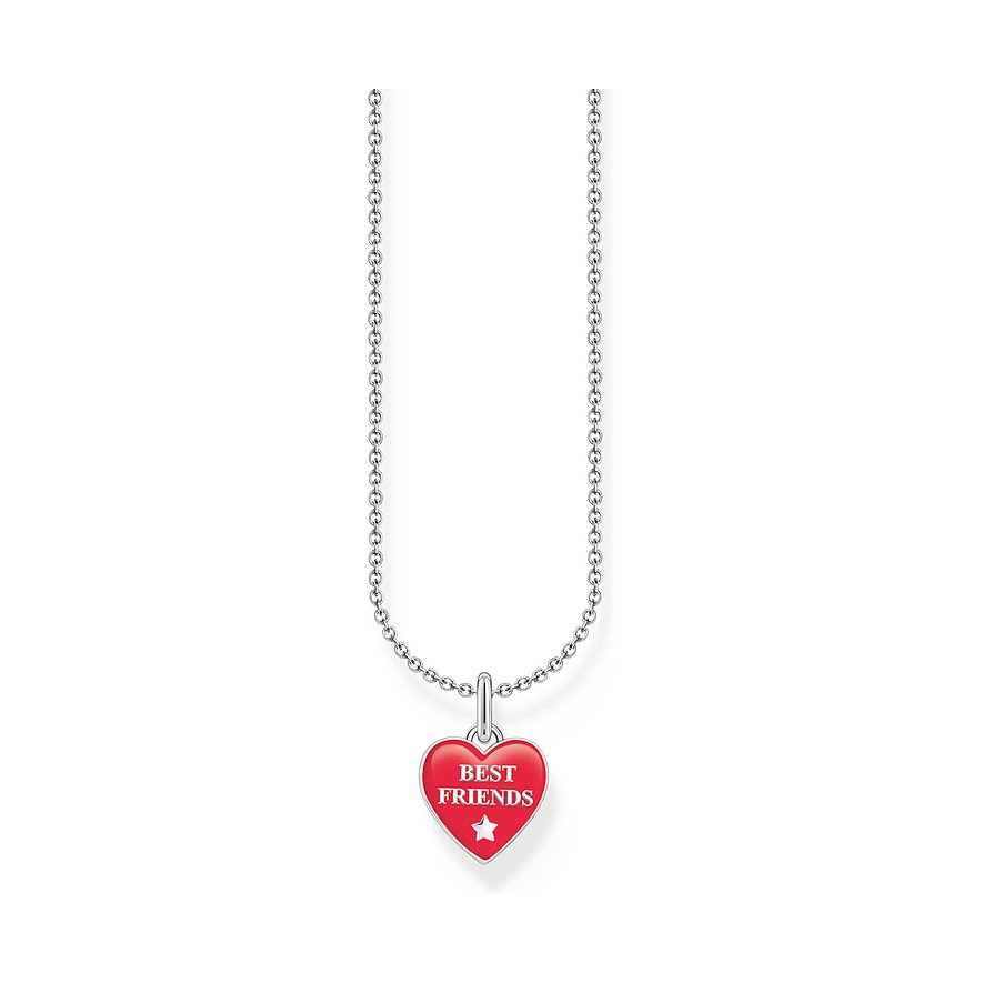 Thomas Sabo Kette Charming, Herz, Damen, 925er Silber, Emaille, rot