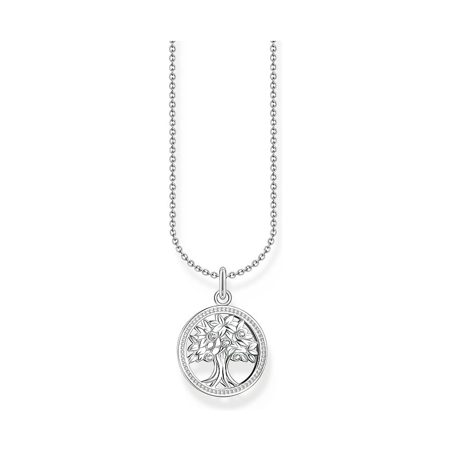 Thomas Sabo Kette Charming, Lebensbaum, Zirkonia, Damen, 925er Silber, silber