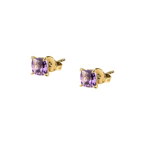 CHRIST Ohrstecker aus 585 Gelbgold mit Amethyst im Kissenschliff.