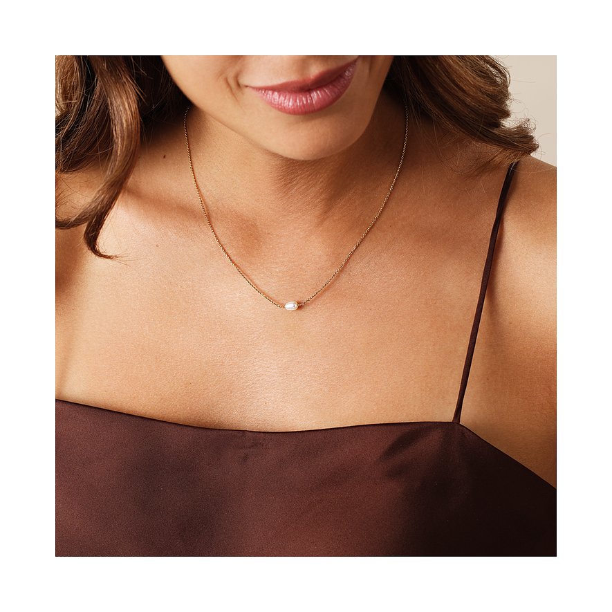 CHRIST halskæde af 375 gult guld med perle.