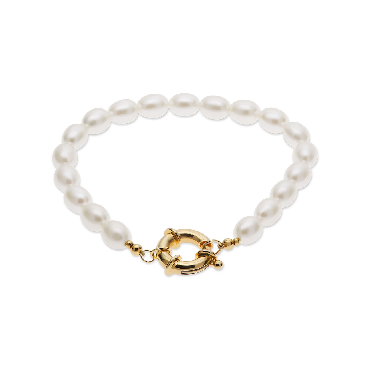 Bracelet de perles d'eau douce YAMOKO en perles chatoyantes avec fermoir à ressort en or jaune 585.