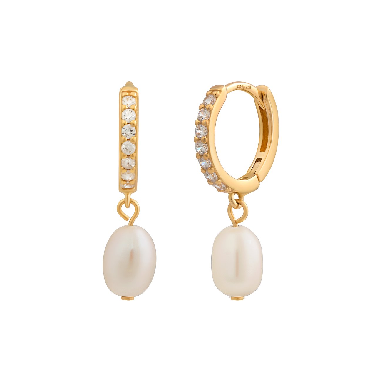 Caï Ohrringe aus 925er Silber mit Perlen und weißen Zirkonia.