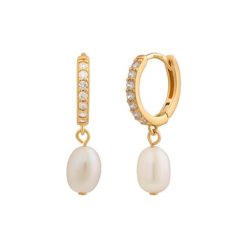 Caï Ohrringe aus 925er Silber mit Perlen und weißen Zirkonia.