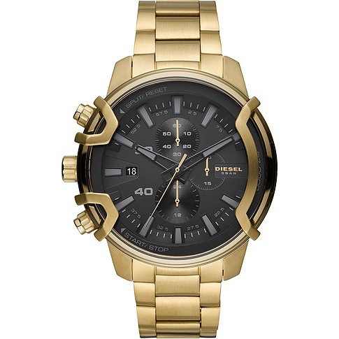 Diesel Herrenuhr mit Edelstahlgehäuse, analog und mit Chronograph.