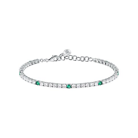 Bracelet Morellato en argent recyclé 925 avec zircons blancs et verts.