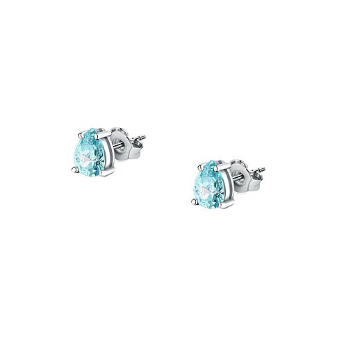 Clous d'oreilles Morellato en argent recyclé 925 avec zircone bleue.