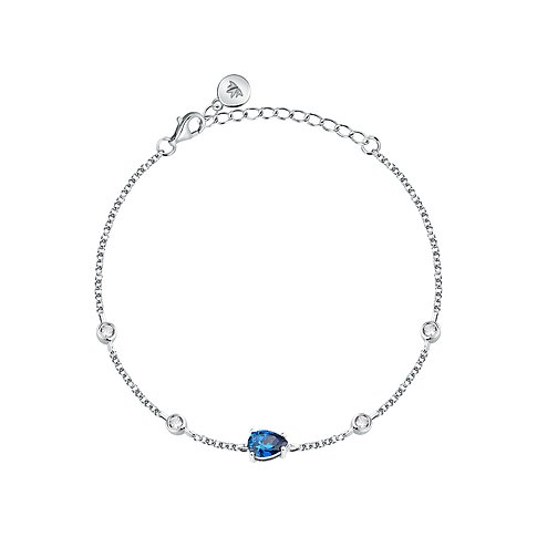 Bracelet Morellato en argent recyclé 925 avec zircone bleue et pierres blanches.