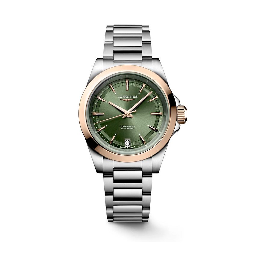Longines Damenuhr Conquest L34305026, Damen, Edelstahl, 750er Roségold, Armband: Edelstahl, Automatik, analog