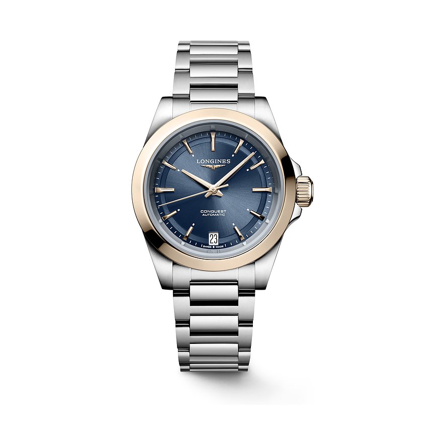 Longines Damenuhr Conquest L34305926, Damen, Edelstahl, 750er Roségold, Armband: Edelstahl, Automatik, analog