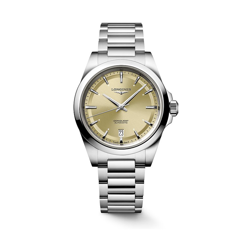 Longines Herrenuhr Conquest L37204626, Herren, Edelstahl, Armband: Edelstahl, Automatik, analog