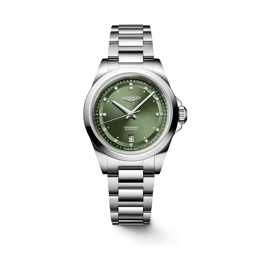 Longines Damenuhr Conquest L33204076, Damen, Edelstahl, Armband: Edelstahl, Automatik, analog