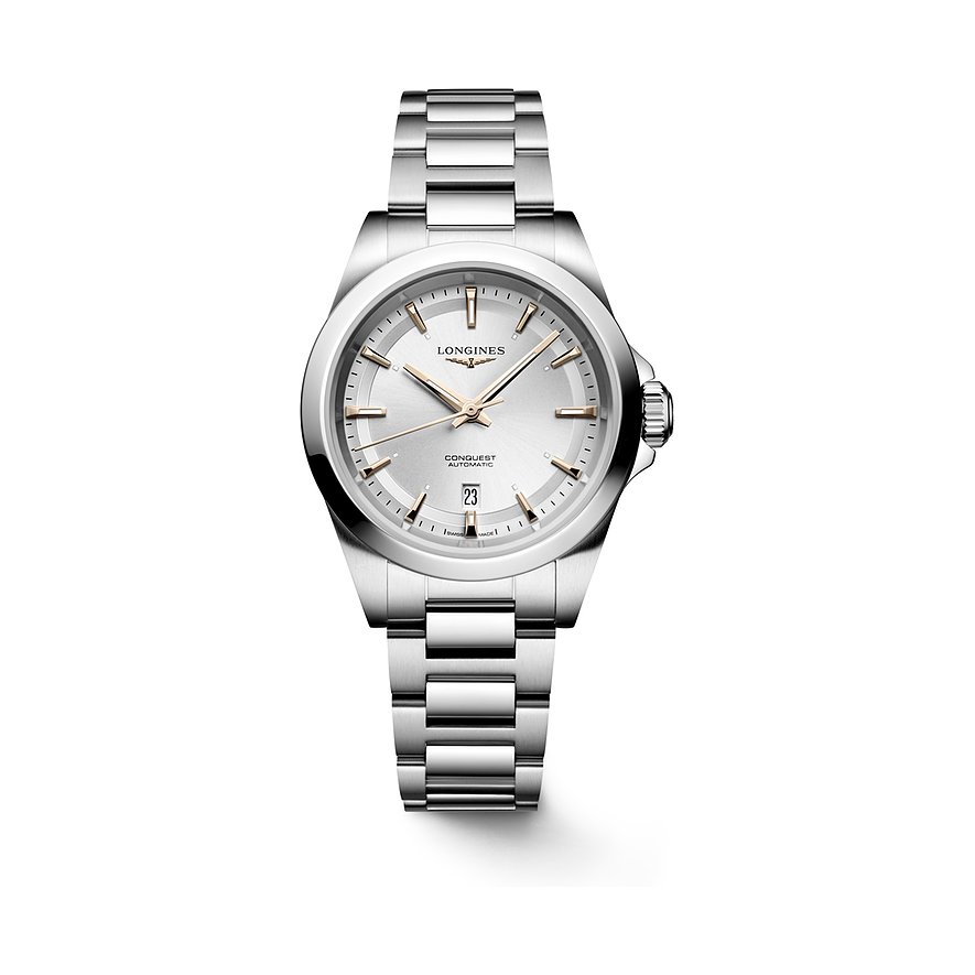 Longines Damenuhr Conquest L33204726, Damen, Edelstahl, Armband: Edelstahl, Automatik, analog