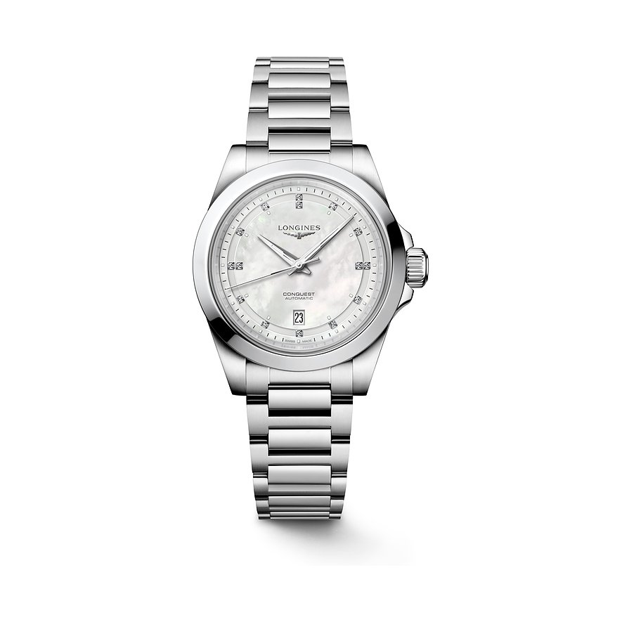 Longines Damenuhr Conquest L33204876, Damen, Edelstahl, Armband: Edelstahl, Automatik, analog