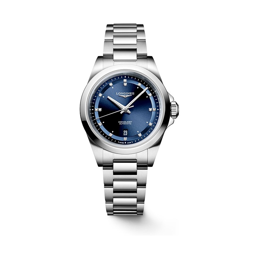 Longines Damenuhr Conquest L33204976, Damen, Edelstahl, Armband: Edelstahl, Automatik, analog