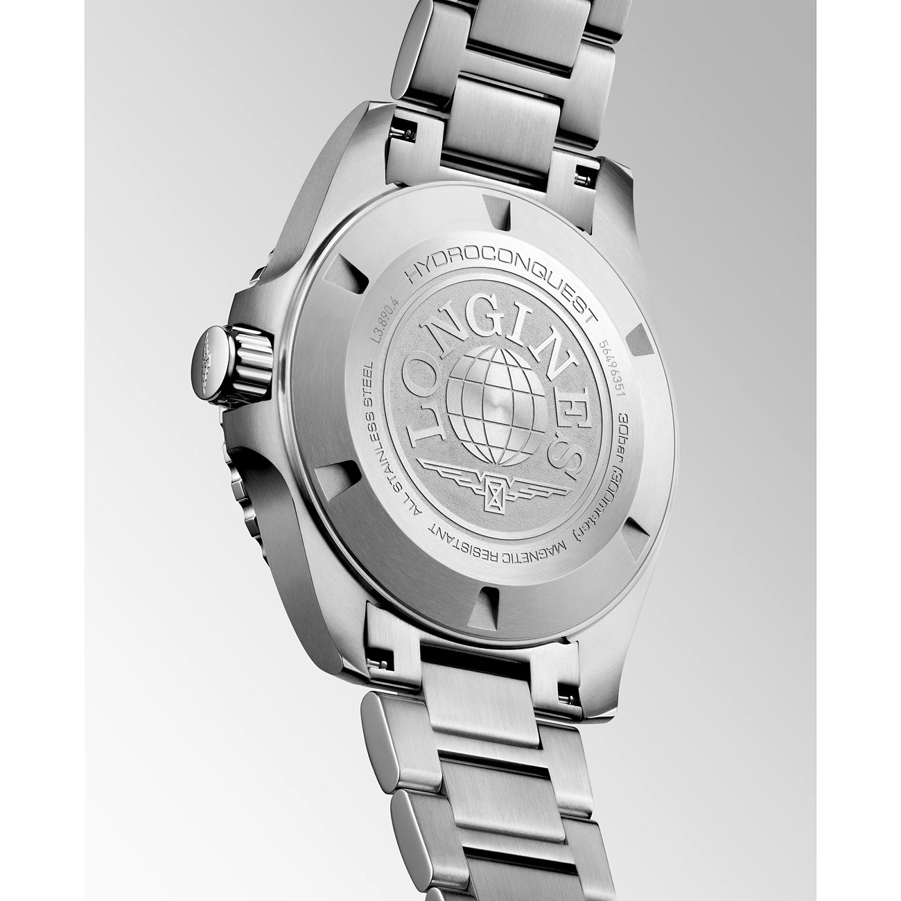 Longines Herrenuhr aus Edelstahl, analog, mit Keramiklünette.