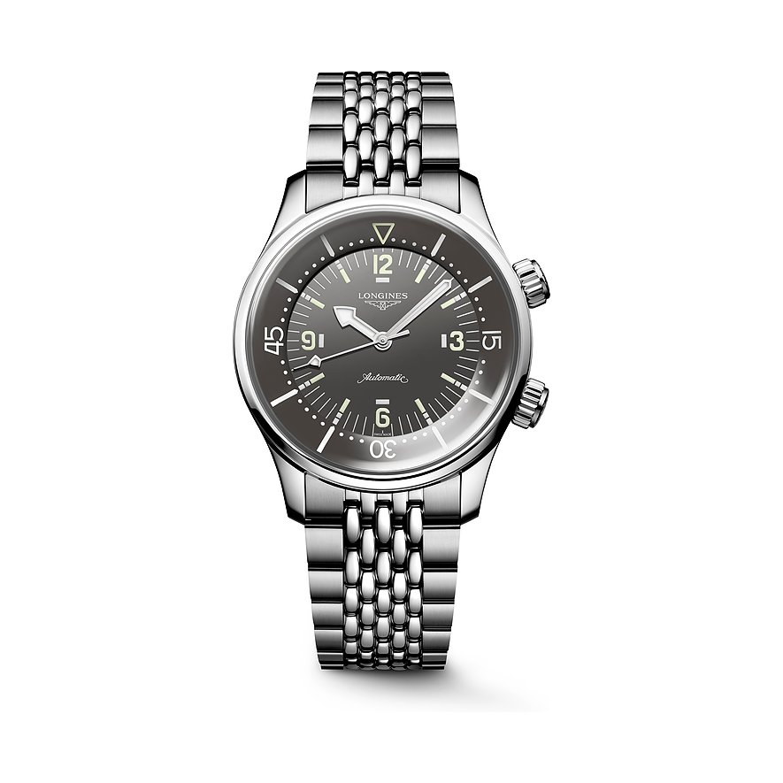 Longines Herrenuhr Longines Legend Diver L37644996, Herren, Edelstahl, Armband: Edelstahl, Automatik, analog