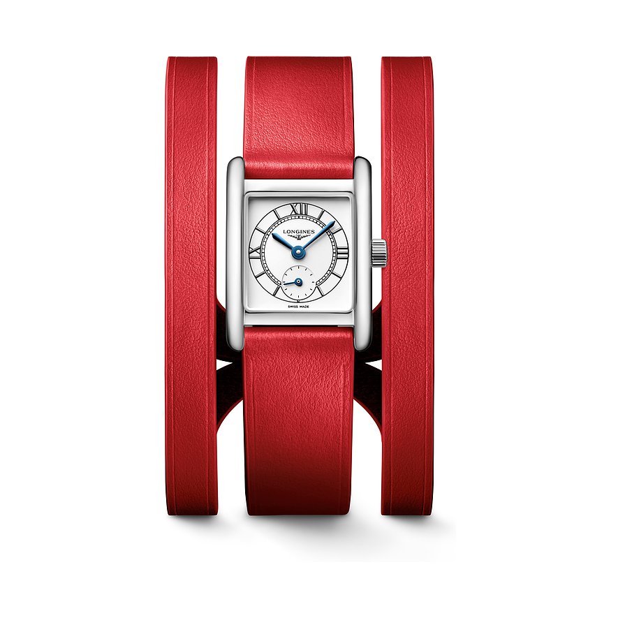 Longines Damenuhr LONGINES MINI DOLCEVITA L52004750, Damen, Edelstahl, Armband: Leder, Quarz, analog