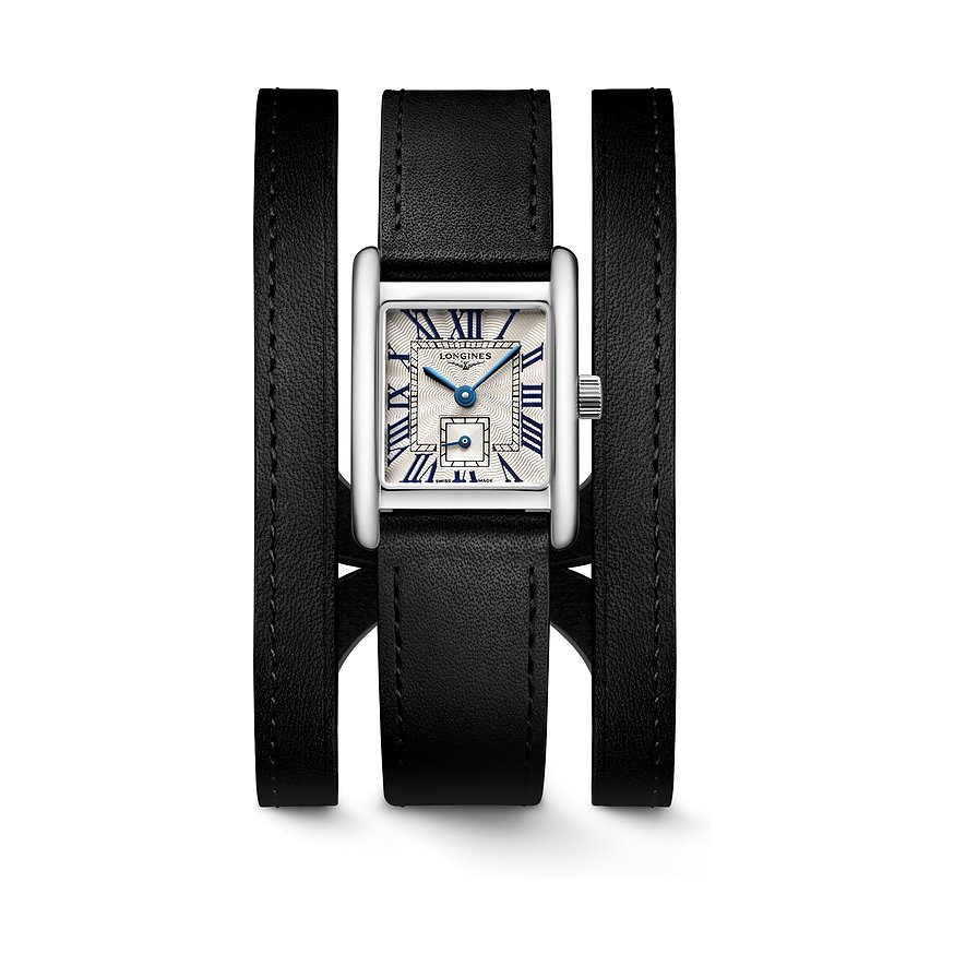 Longines Damenuhr Longines Mini Dolcevita L52004710, Damen, Edelstahl, Armband: Leder, Quarz, analog