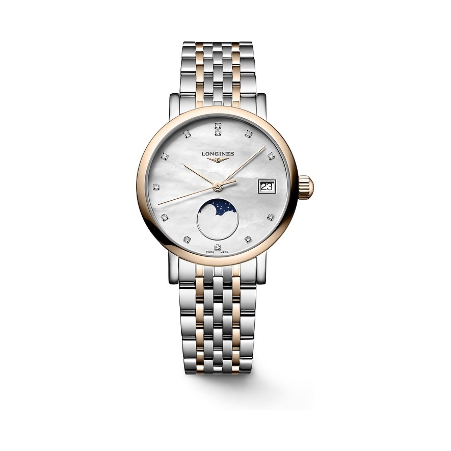 Longines Damenuhr Longines Elegant Collection L43305877, Damen, Edelstahl, 750er Roségold, Armband: Edelstahl, Quarz, analog