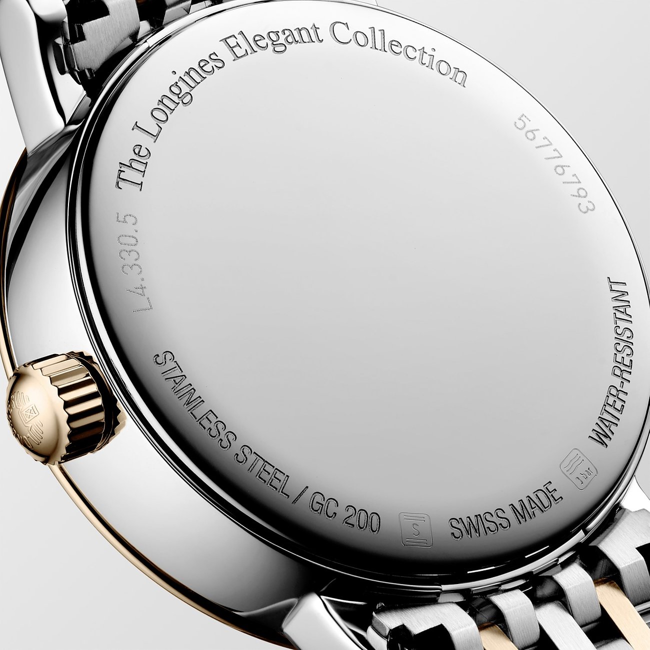 Longines Damenuhr aus Edelstahl und 750 Roségold mit Diamanten, analog.