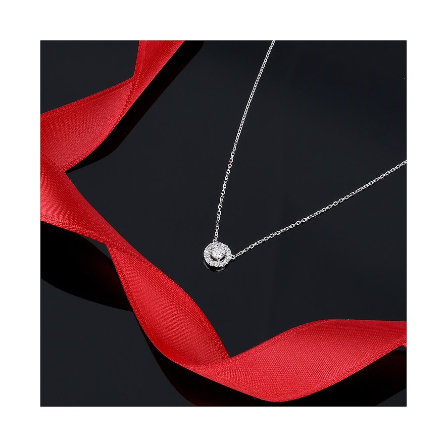 CHRIST Halsschmuck aus 585 Weißgold mit Diamanten, als Kette mit Anhänger.