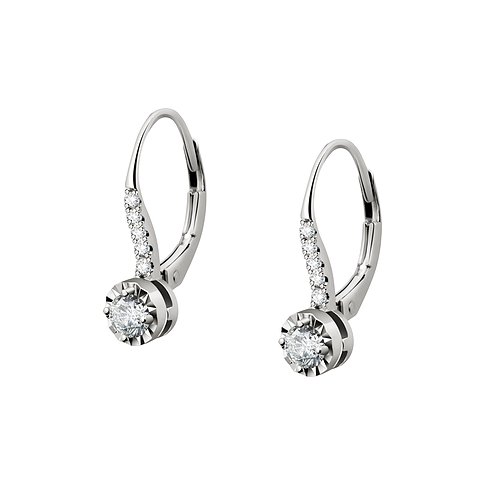 CHRIST Ohrschmuck aus 585er Weißgold mit Diamanten, bestehend aus zwei Ohrringen mit herunterhängenden Steinen.