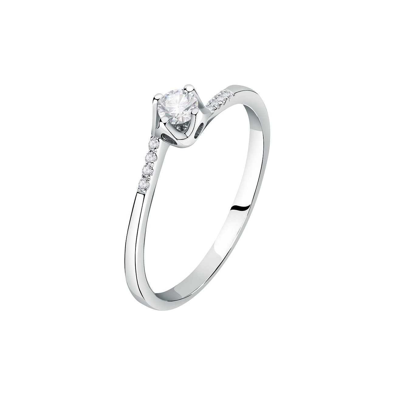 CHRIST ring van 585 witgoud met diamanten.