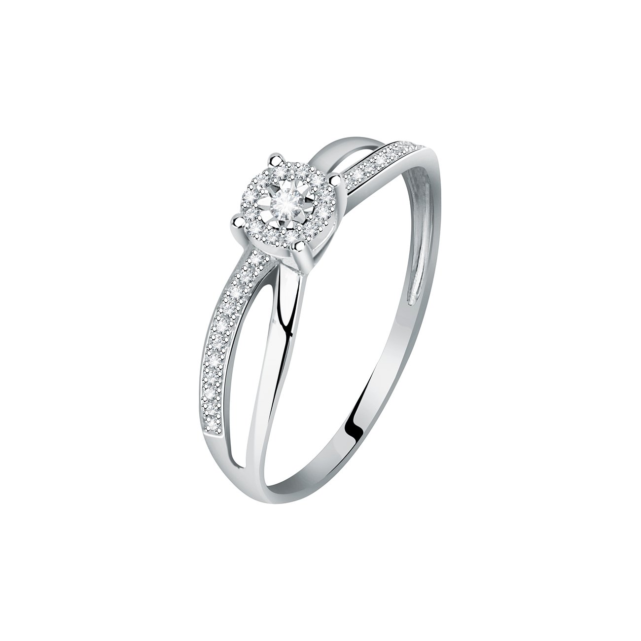 CHRIST Ring aus 585 Weißgold mit Diamanten, Pavé-Fassung.