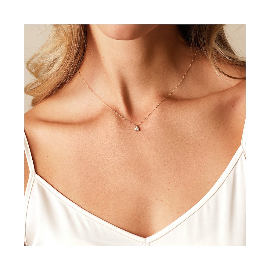 CHRIST Damesketting van 585 geelgoud met diamant.