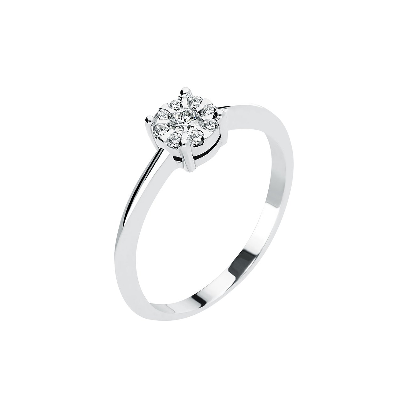 CHRIST Ring aus 585 Weißgold mit Diamanten im Cluster-Look.